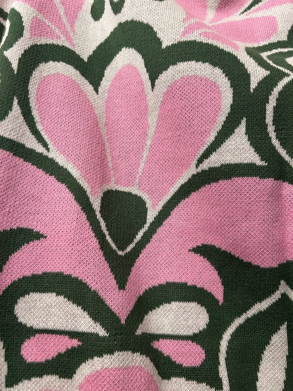 OXKNIT Pink & Green Off-the-Shoulder Floral Sweater - Picture 2 of 5